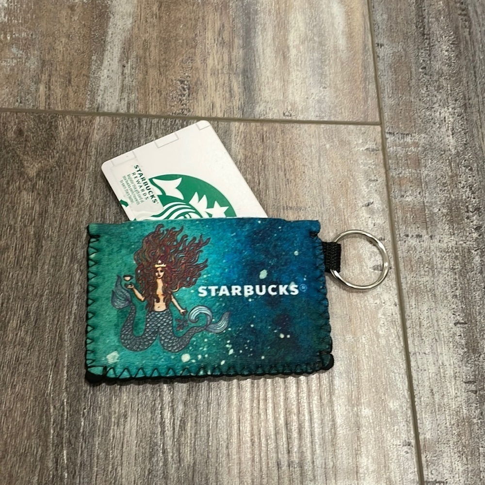 Starbucks mermaid siren neoprene cardholder pouch keychain